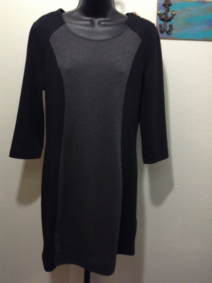 NWT Marc New York Andrew Marc Color Block Dress Size M  Black/Grey 5F