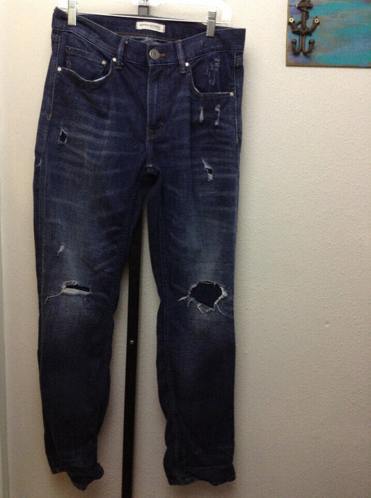 Banana Republic Premium Denim Boyfriend Jeans Size 28L Distressed Knee Patch 5F