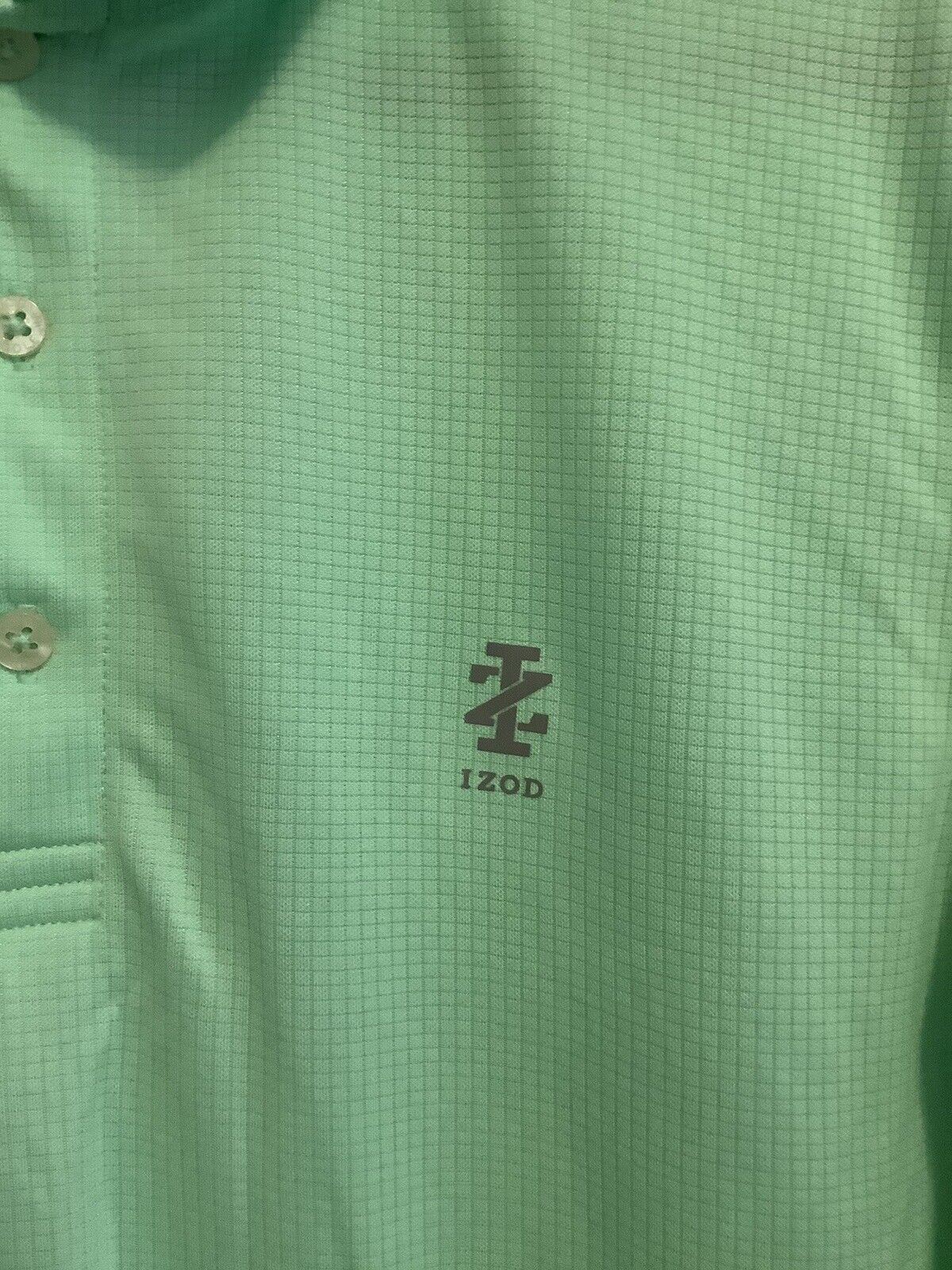 IZOD Golf Polo Green Waffle Pattern Size M 100% Polyester 5F