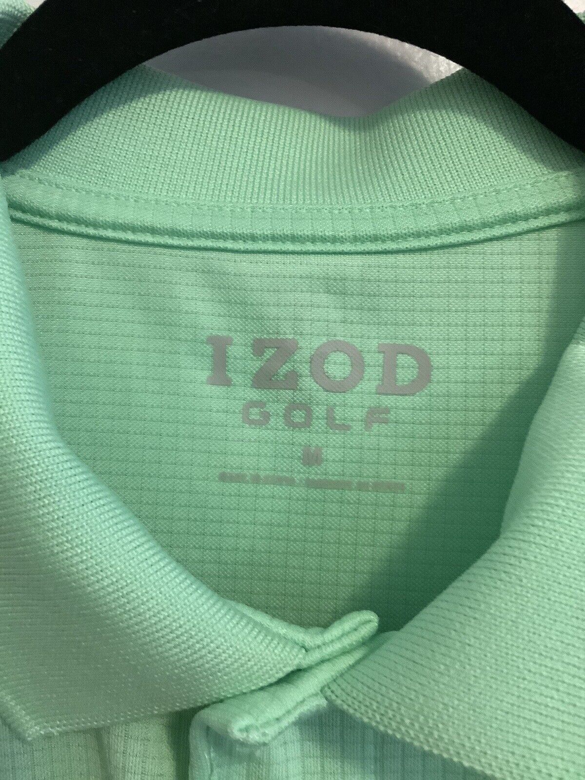 IZOD Golf Polo Green Waffle Pattern Size M 100% Polyester 5F