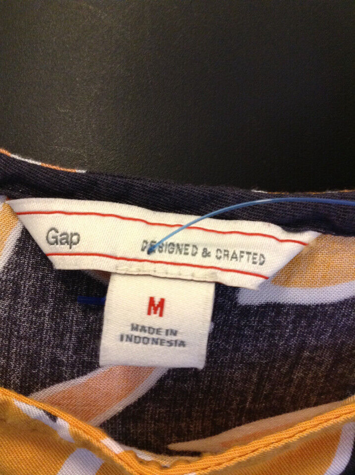 Gap Printed Fluid Cami Floral Orange/Navy Adjustable Straps Size M 5F