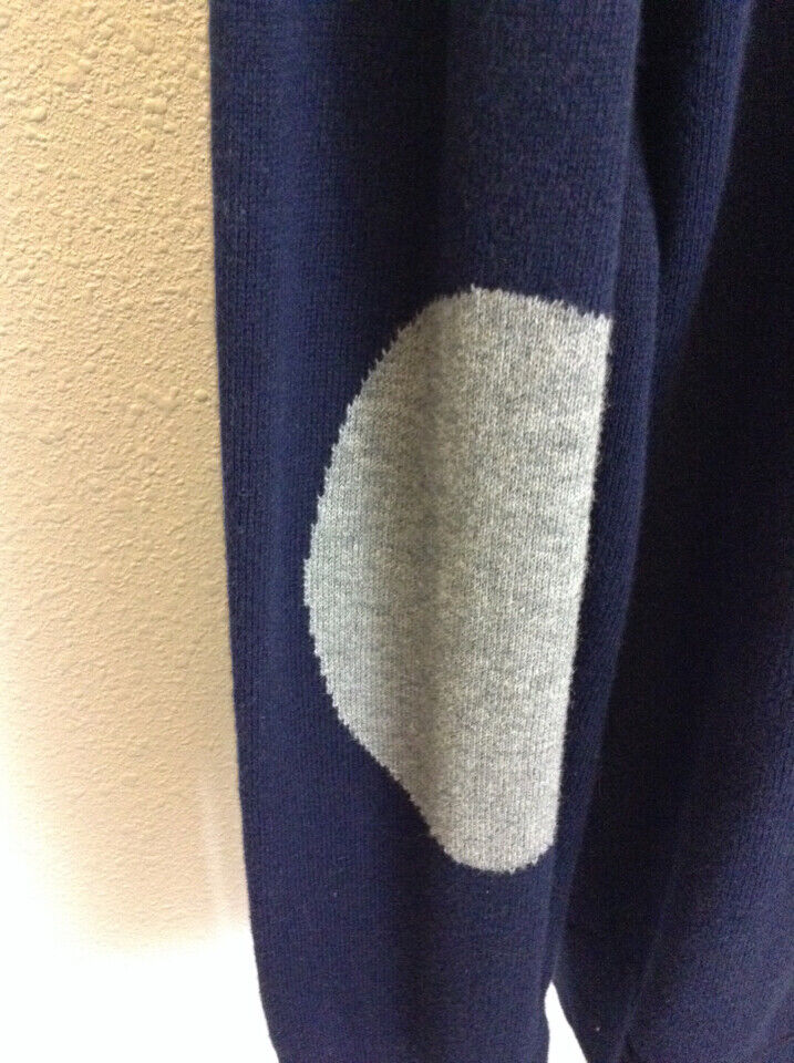 Bass Navy Grey Elbow Faux Patch Sweater Size XXL Cotton 5F
