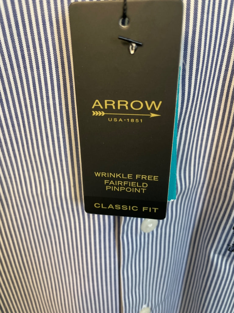 Arrow NWT Wrinkle Free Fairfield Pinpoint Classic Fit Blue  L 16-16 1/2 34/35 6B