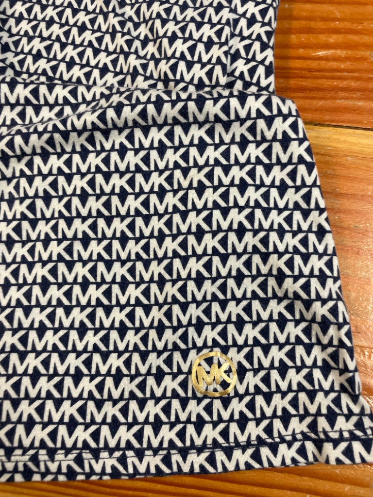 Michael Kors Gold Collar Top Blue/White Short Sleeve Size M