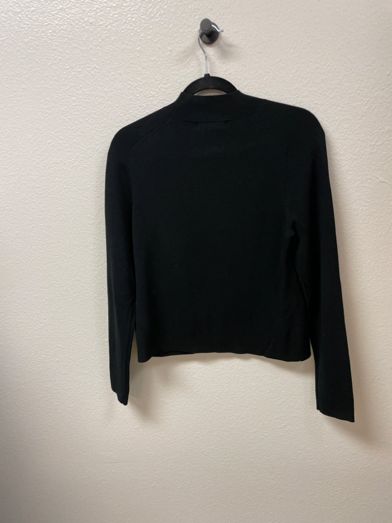 Banana Republic 1/4 Zip Sweater with Leather Trim Black Size S 6G