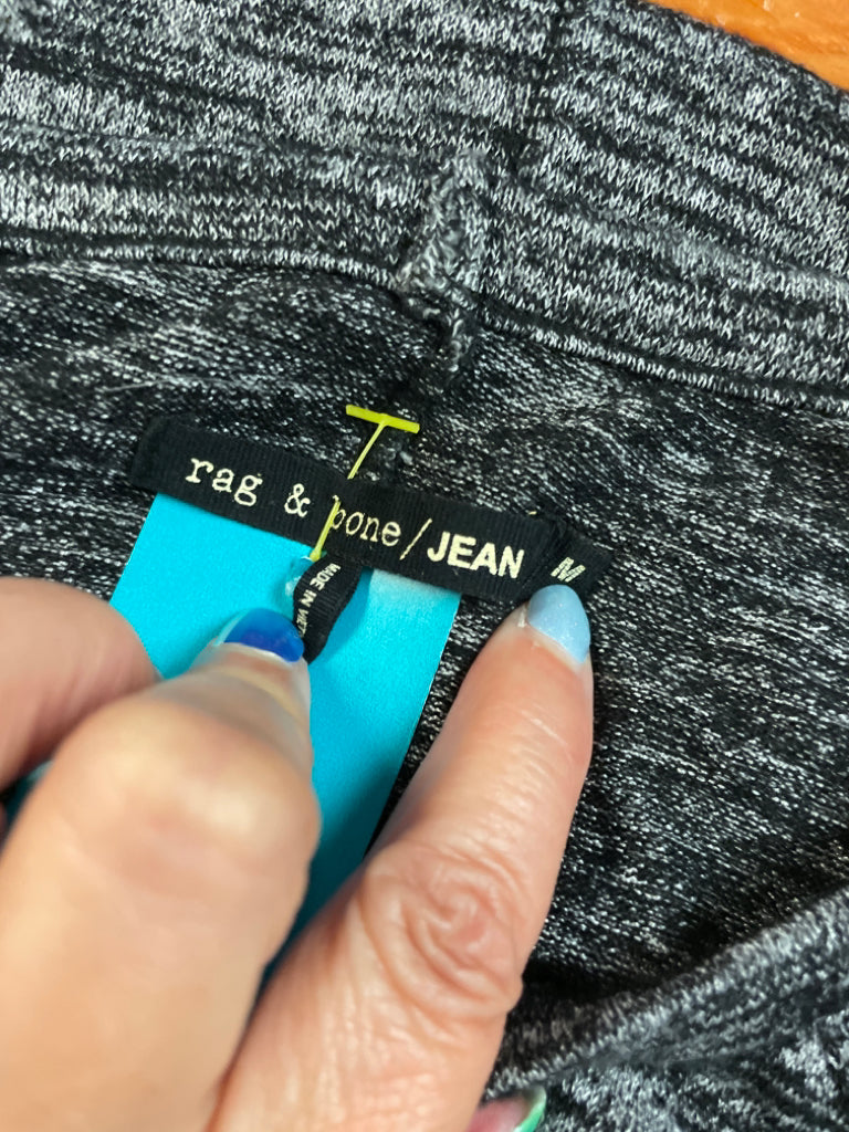 Rag & Bone / Jean Black and Grey Microstripe Sweater Side Slits Loose Fit Size M