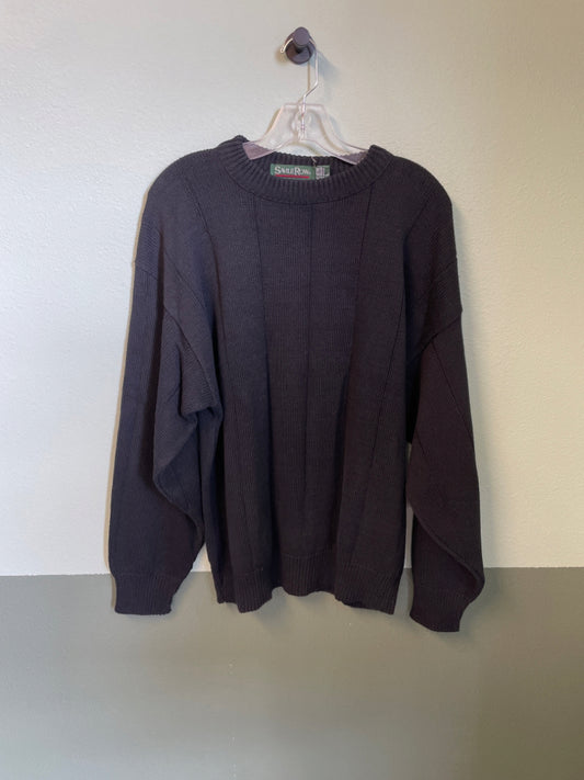 Savile Row 100% Cotton Knit Sweater Size L Dark Navy 6G