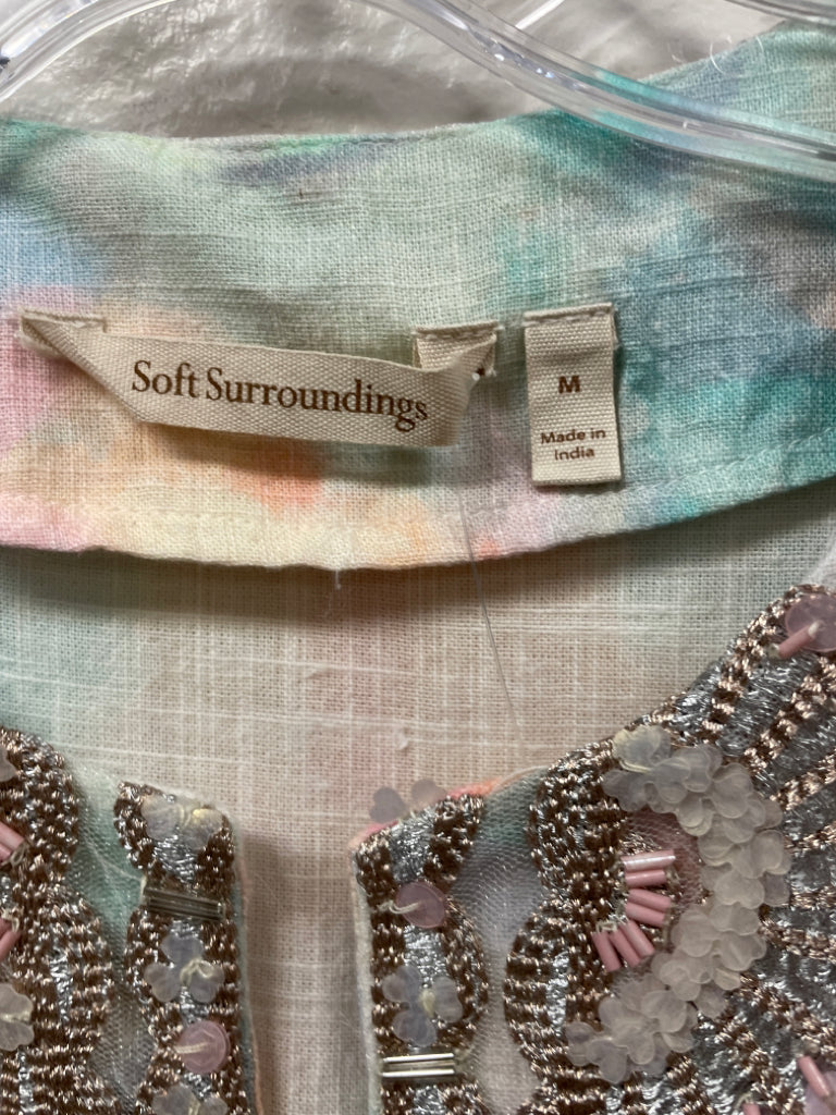 Soft Surroundings NWT Bazille Tunic Tie Dye Beaded Embroidered Top $120.00