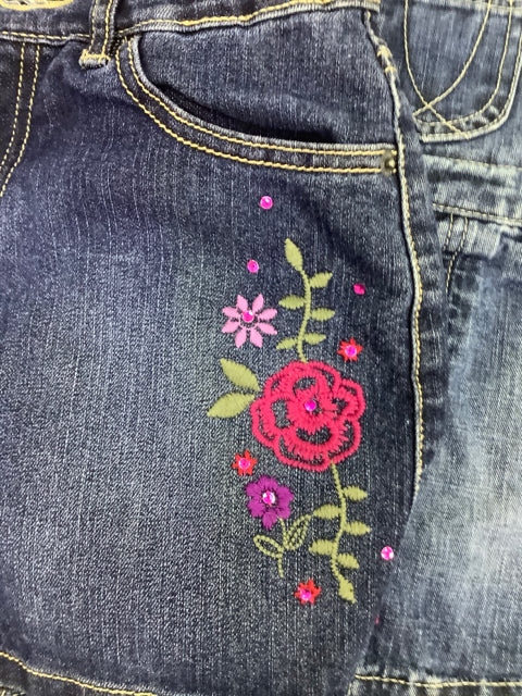 Childrens Place Size 8 Stretch Denim Skirt Embroidered Floral 3B