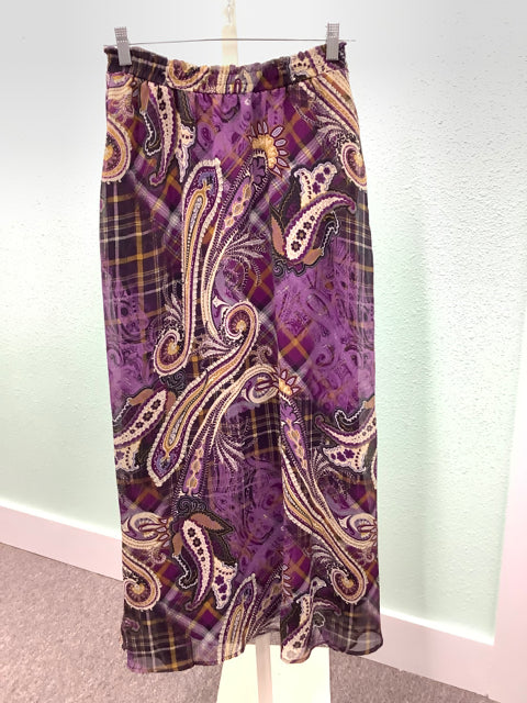 NWT Antthony Originals Long Skirt Purple Gold Paisley Size S 2A