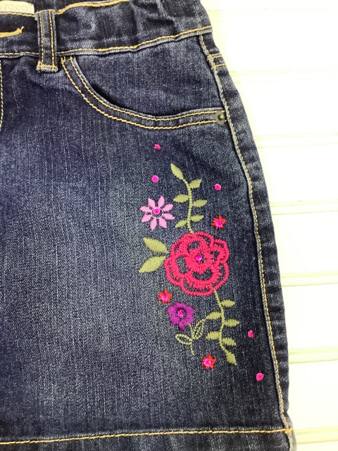 Childrens Place Size 8 Stretch Denim Skirt Embroidered Floral 3B