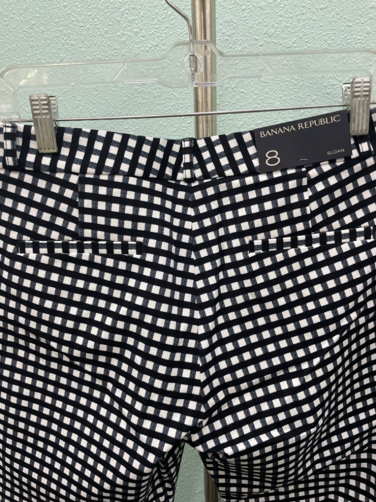 Banana Republic Sloan Pants Black White Checkered Size 8R NWT $98.00 5H