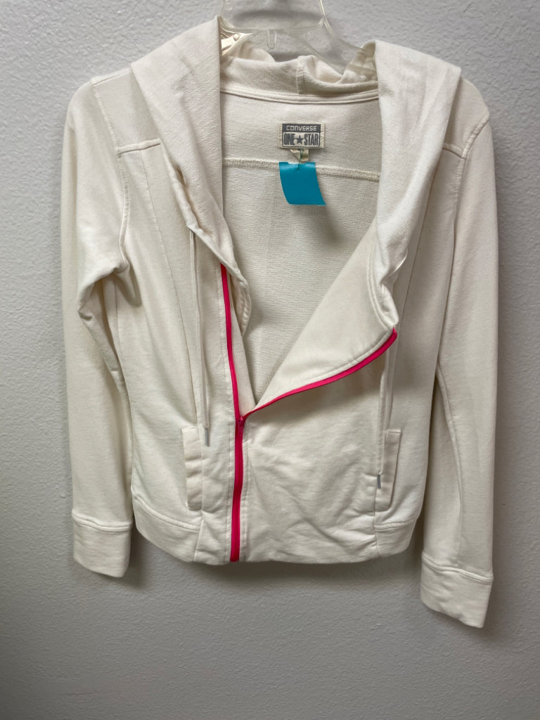 Converse All Star Hoodie Asymmetrical Pink Zip Front Ivory Size S