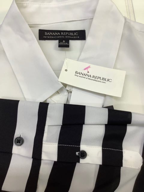 NWT Banana Republic International Exclusive Black/White Long Sleeve Blouse Size S 2B