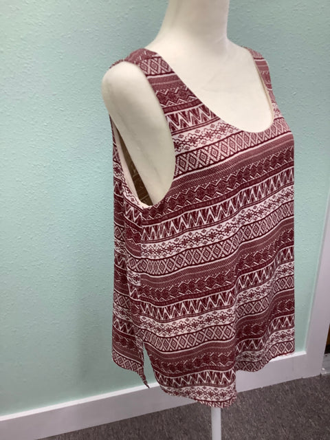 Women's LUSH Red and Cream Tank Top Size L 2A