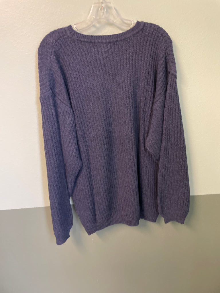 Consensus Sportswear 100% Cotton Knit Sweater Size L Dark Blue Crew Neck 6C