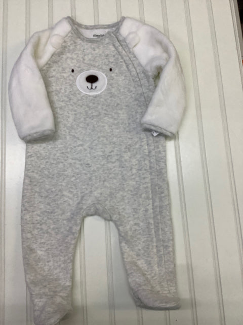 Absorba one piece outfit sleeper bear grey and white size 9 month 2C