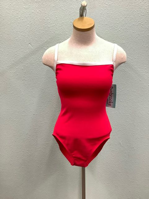 NWT Penbrooke One Piece Swimsuit Tomato Red Size 14 Ribbed Chlorine Resistent