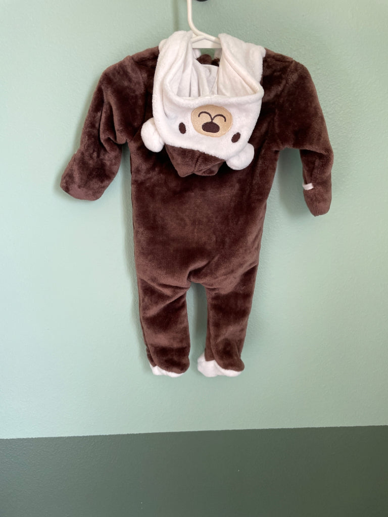 Mick Mack Bear One Piece Bunting Suit Size 0/3 Months Brown White Unisex 6D