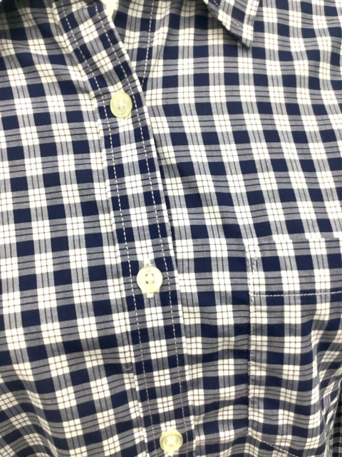 NEW Banana Republic Soft Wash Button Up Navy Plaid Top Size M $79.50 3H