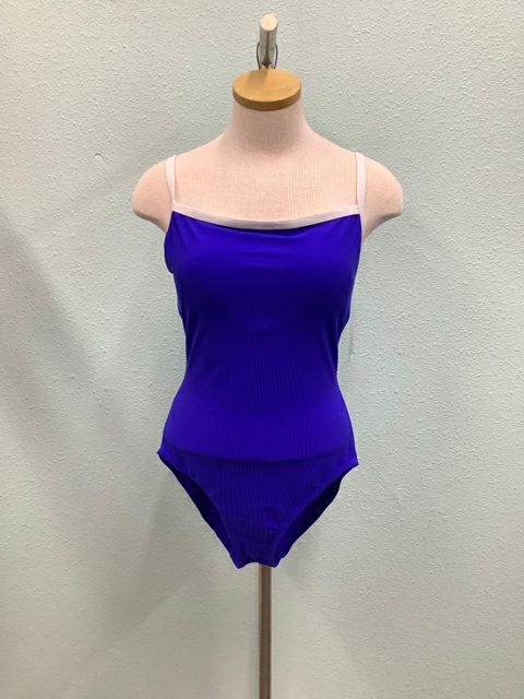 NWT Penbrooke One Piece Swimsuit Royal Blue Size 12 Ribbed Chlorine Resistent