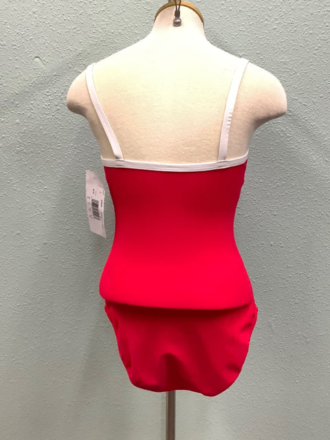 NWT Penbrooke One Piece Swimsuit Tomato Red Size 12 Ribbed Chlorine Resistent