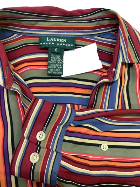 Ralph Lauren 100% silk stripe blouse size S 2B