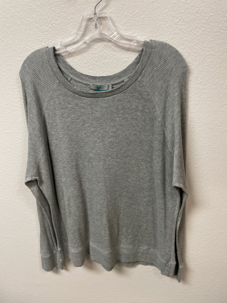 Vince Waffle Knit Pima Cotton Pullover Crew Neck Top Grey Size M