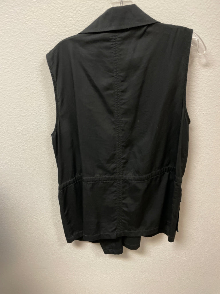 LOFT Utility Vest Size M Button Front Pockets Black Tie Waist 1A