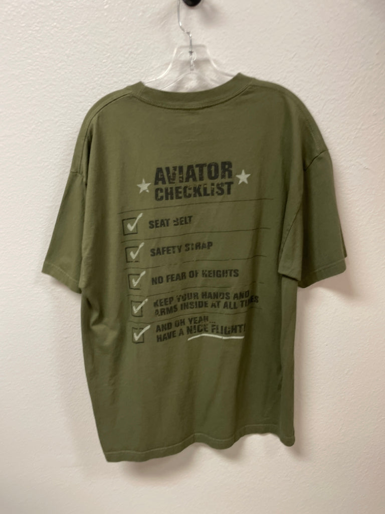 Disney Parks Authentic Apparel Soarin' Avaitor Checklist Shirt Green Size XL