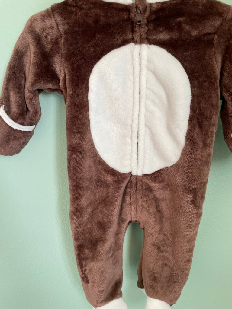 Mick Mack Bear One Piece Bunting Suit Size 0/3 Months Brown White Unisex 6D