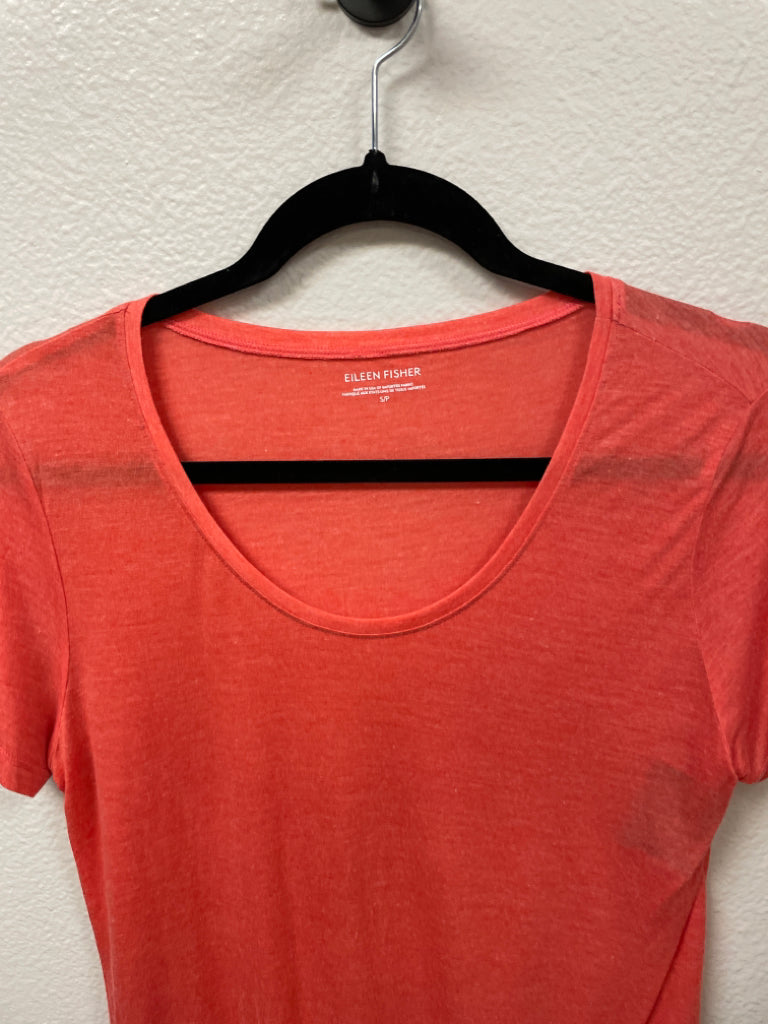 Eileen Fisher Micromodal T-shirt Heathered Coral Scoop Neck Size S