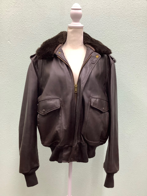 Schott NYC A-2 Naked Cowhide Leather Flight Jacket Brown Size 44 - 1 Flaw 4C