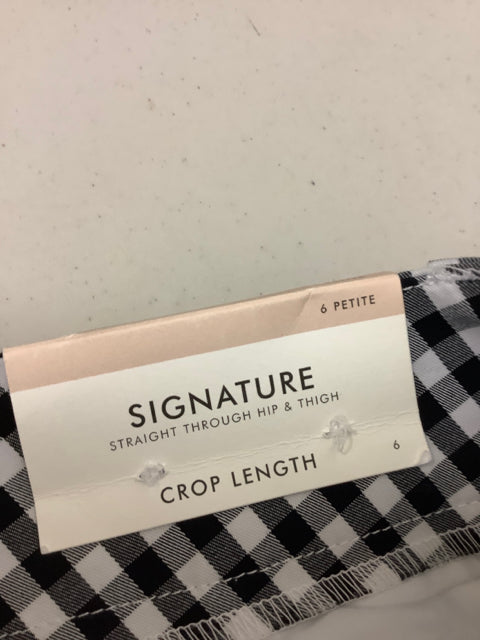 NEW Ann Taylor Factory Signature Crop Length Pant Black White Checker Size 6P