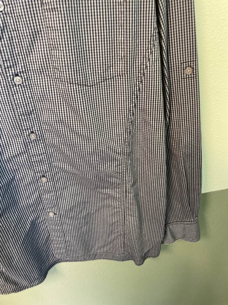 John Varvatos USA Size L Button Front Shirt Blue 100% Cotton 6D