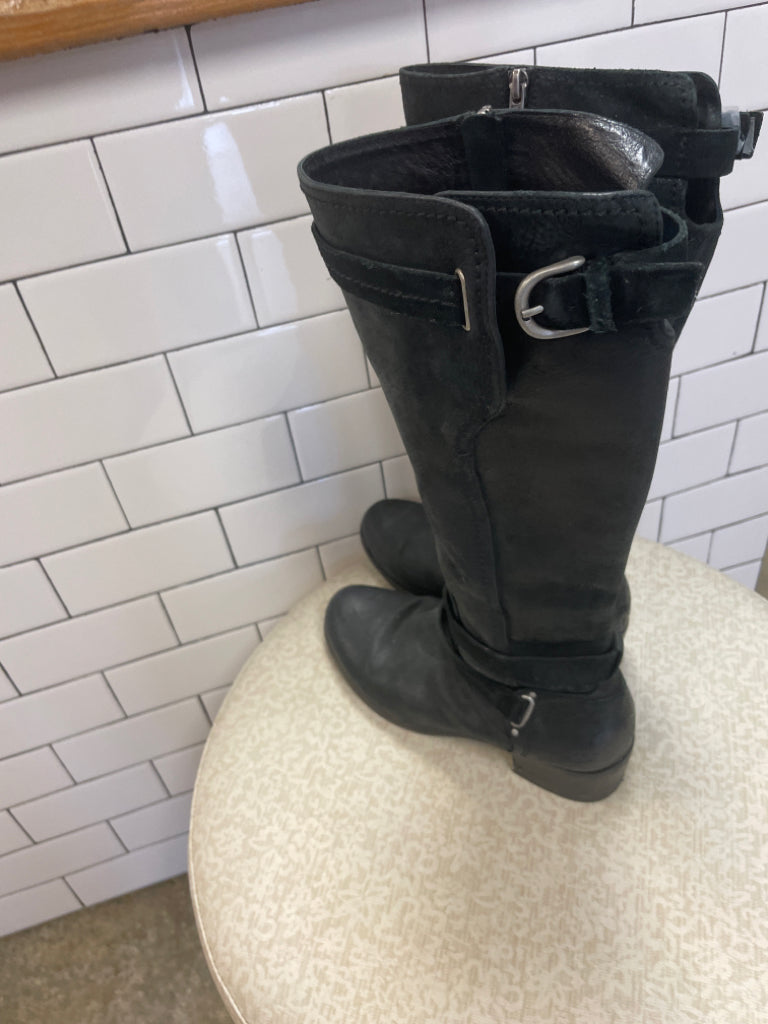 UGG Boots Darcie Black Leather Knee High Riding Size US 8.5 UK 7 EU39.5 SB1