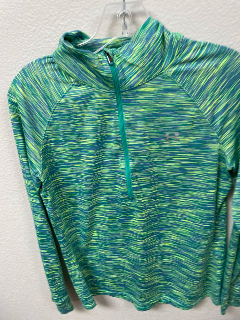 Under Armor Half Zip Pullover Activewear Top Semi-Fitted Green Blue Size M