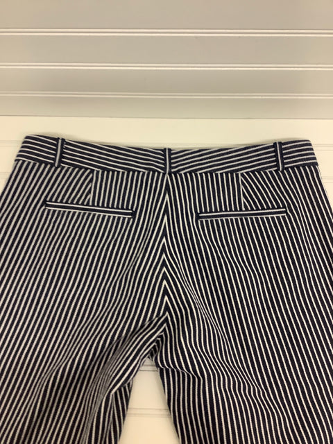 Banana Republic Sloan Fit Pant Slacks Size 8 Navy Blue White Stripe