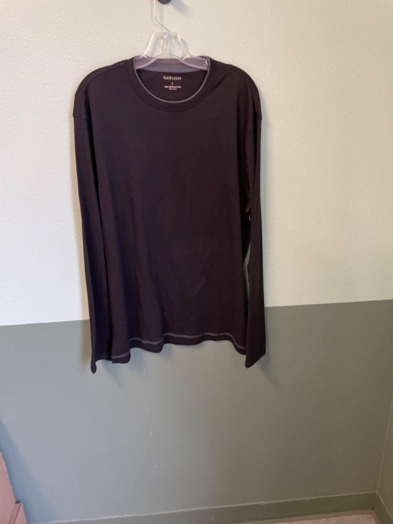 Van Heusen NWT Long Sleeve 100% Cotton Black Shirt Size L $38 6B