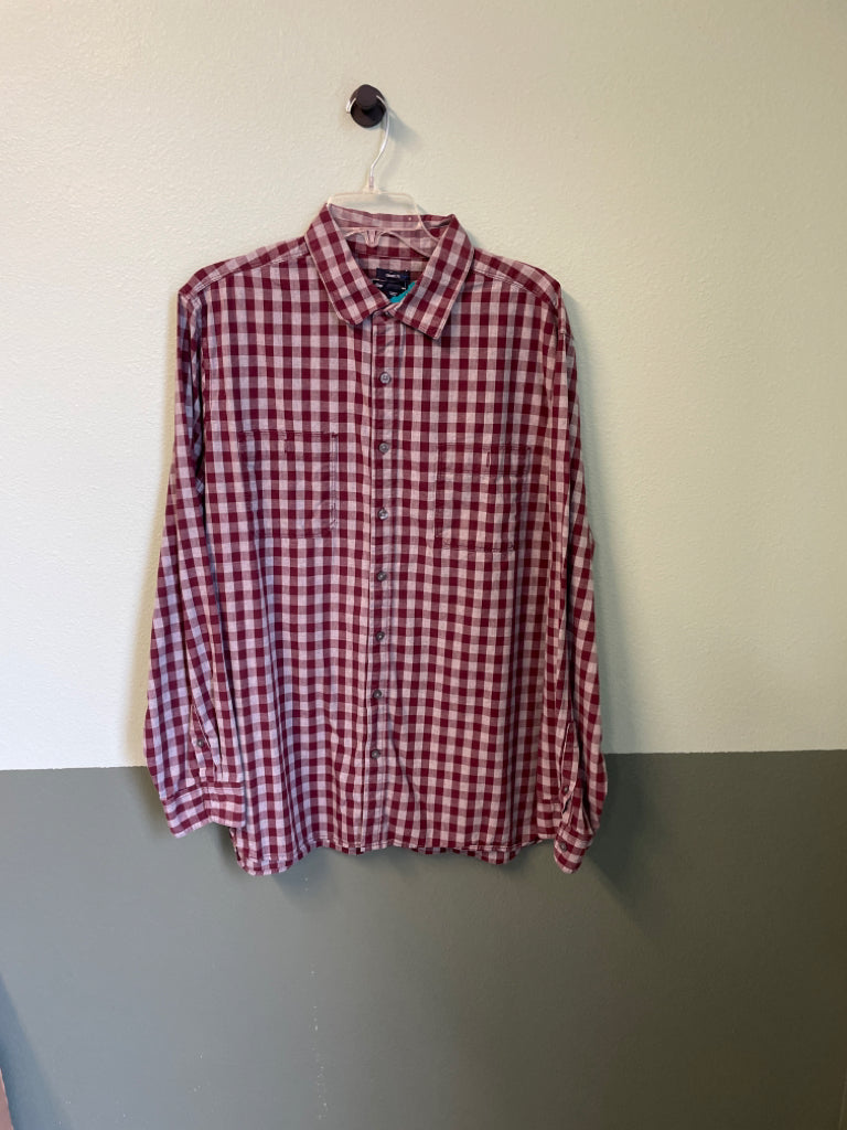 Gap Classic Fit Button Down Size XL Red Grey Plaid Long Sleeve 6B