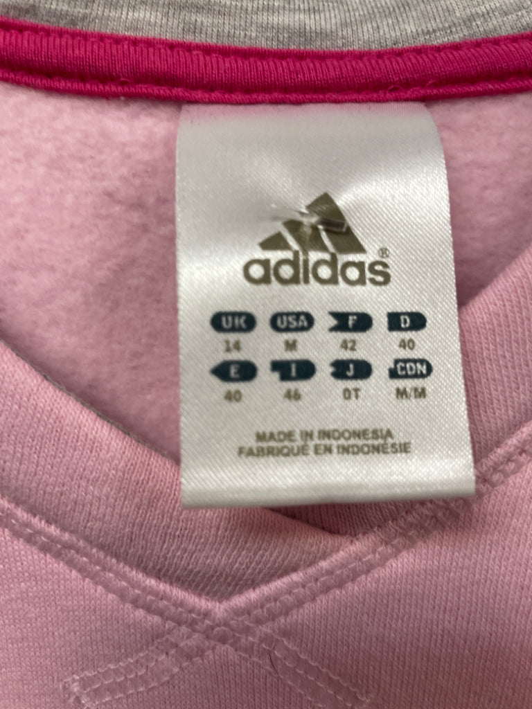 Adidas Pullover Hooded Sweatshirt Pink Kangaroo Pocket Size M