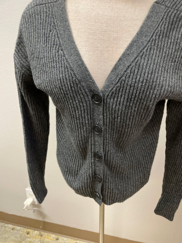 Banana Republic Grey Ribbed Reversible Sweater Buttons Size M 6F