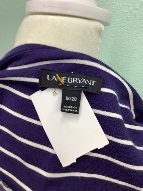 Lane Bryant Size 18/20 Blue White Stripe Open Cardigan Sweater