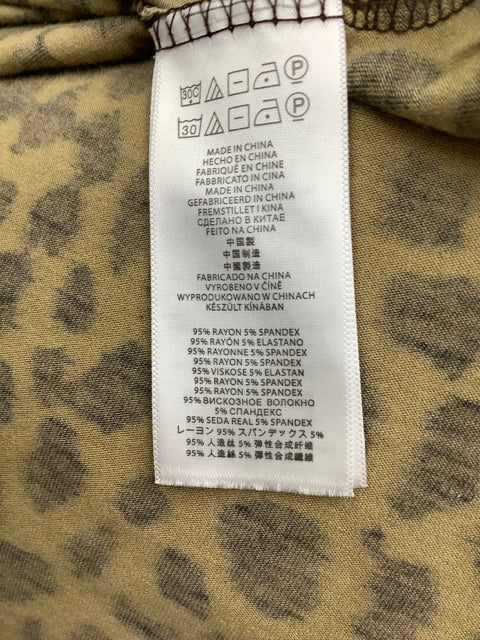 Michael Kors Size M 1/2 Zip Lepord Print Shirt Animal Print Short Sleeve