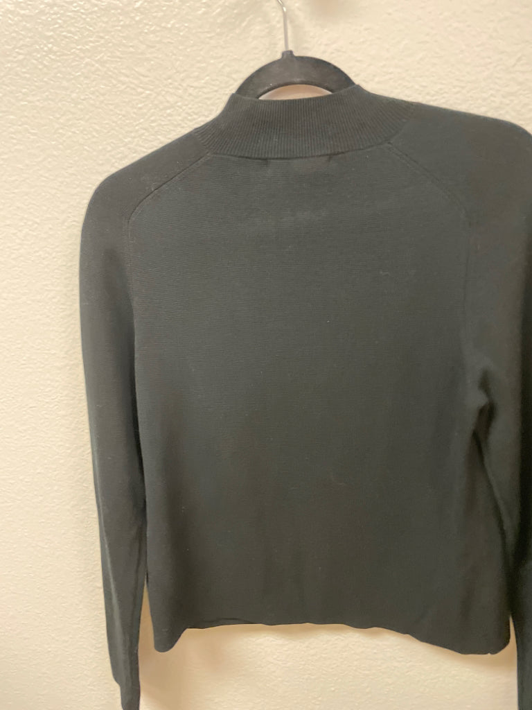 Banana Republic 1/4 Zip Sweater with Leather Trim Black Size S 6G