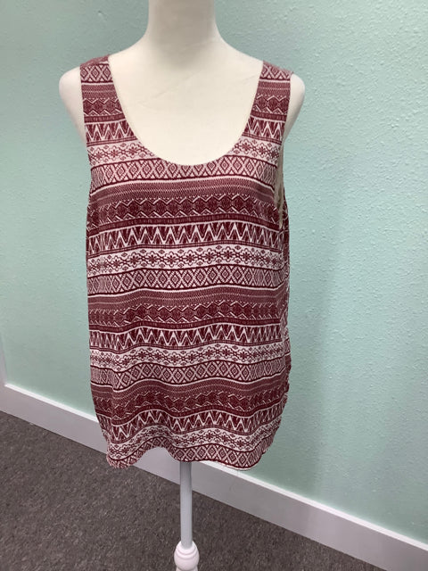 Women's LUSH Red and Cream Tank Top Size L 2A