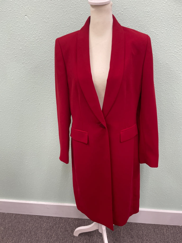 Jones Studio Separates Single Breasted Trench Coat Size 6 Red Knee Length 5G