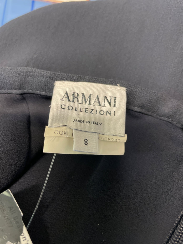 Armani Collezioni Size 8 Chiffon Ruffle Skirt Black Zipper Knee Length 6E