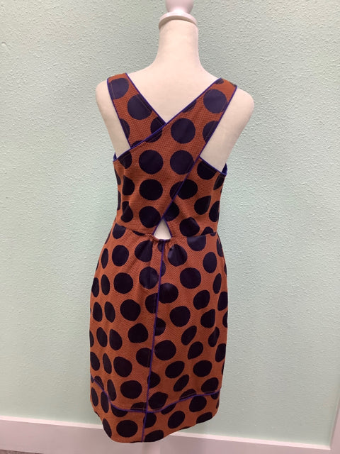 Maeve Anthropologie ROKIN Orange Blue Polka Dot Dress Women's Size 6 4D