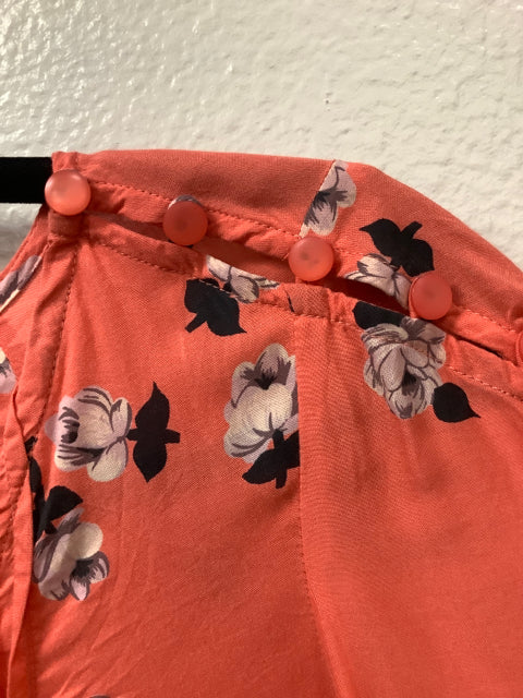 Maeve Anthropologie Fluttered Maya Coral Floral Print Blouse Shirt Size 2 (XS)